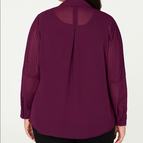 NWT- Alfani 2 pc Semi-Sheer Button-Front Top - Picture 2 of 3